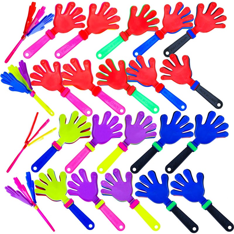 Resinta 24 Pieces Hand Clappers Plastic Noisemaker Noise Makers with Drawstring Bag for Fiesta Party Birthday Favors, 7.5 Inch - Image 1